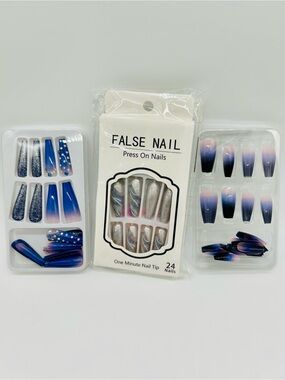 Bundle of Long Press-On Nails - 3 Sets - 24 Pack Each